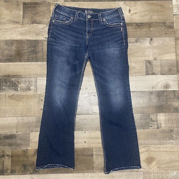 Silver Suki Mid Slim Boot Dark Wash Bootcut Stretch Jeans Size 31x31 - Picture 1 of 12